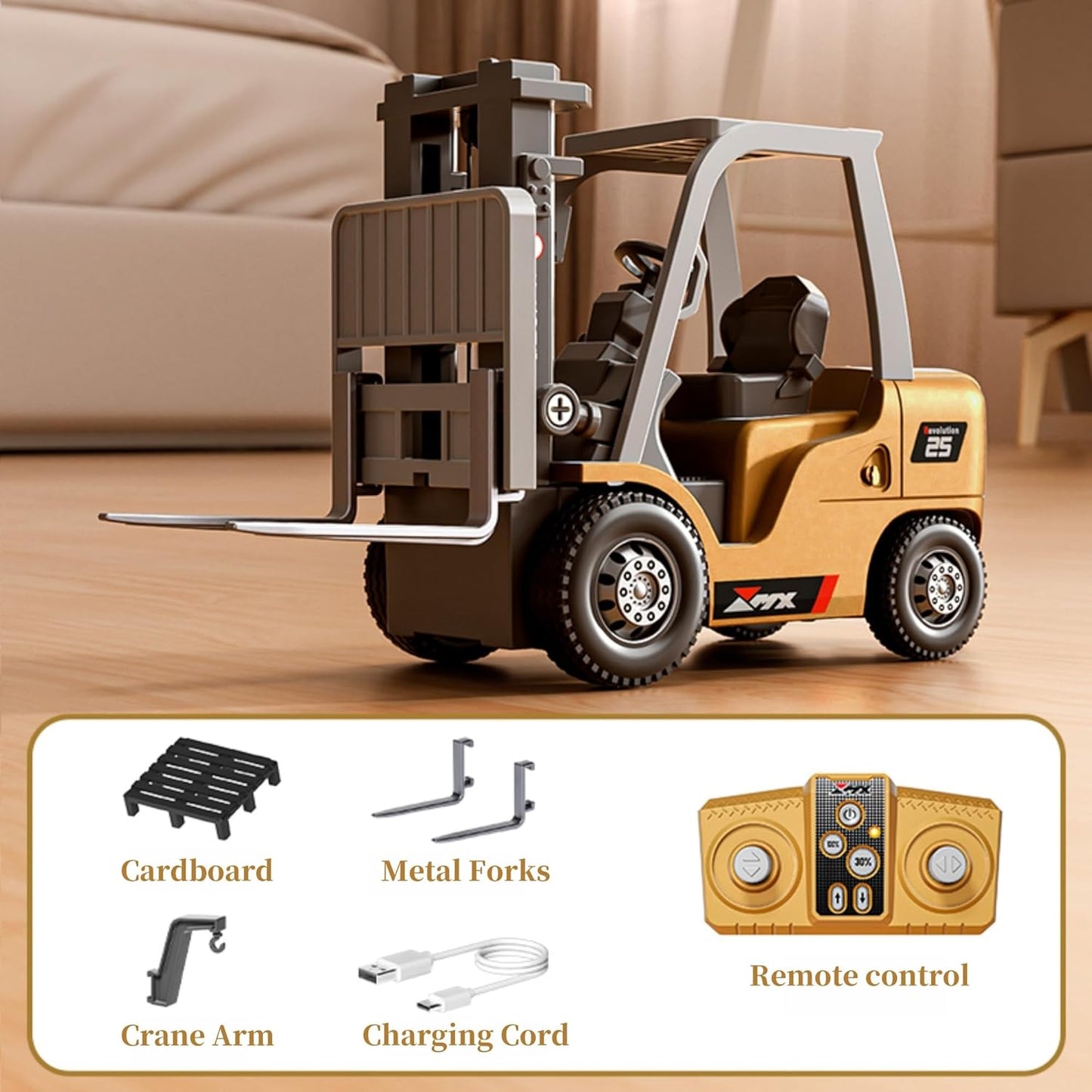 🚜 1:64 Premium Alloy Mini RC Construction Set – Forklift, Excavator & Dump Truck